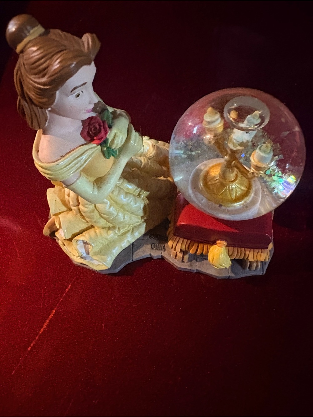 Vintage Disney Direct Beauty & The Beast Belle & Lumiere Mini Snowglobe